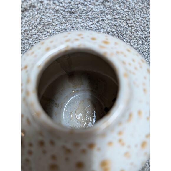 Vintage MCM pottery Vase Textured Cream Tan Pottery Lava Glaze Ceramic Brutalist - Picture 6 of 10